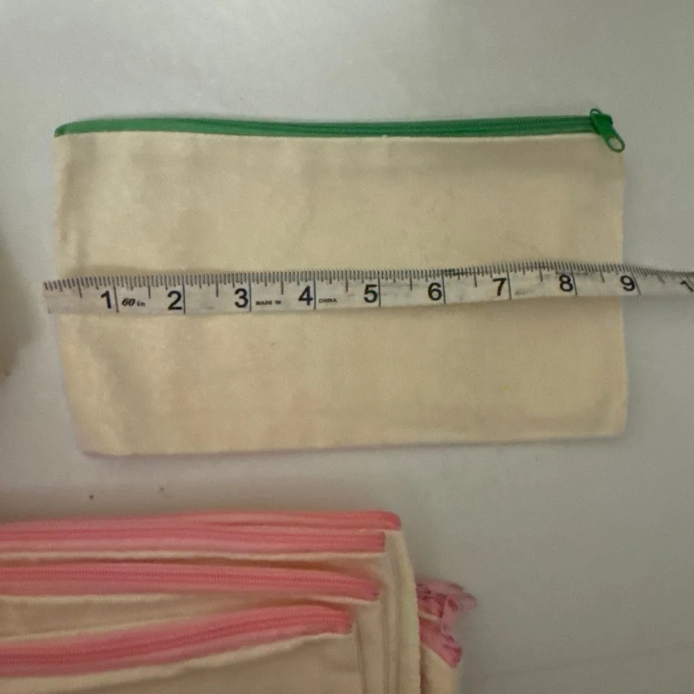 Unbranded Pencil Cases One Size Beige with Green, Pink, Blue Zippers
